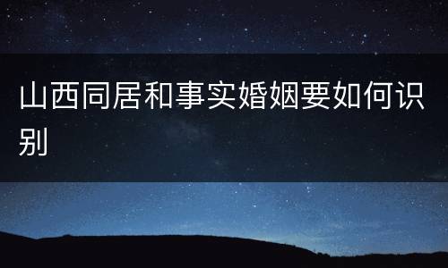 山西同居和事实婚姻要如何识别