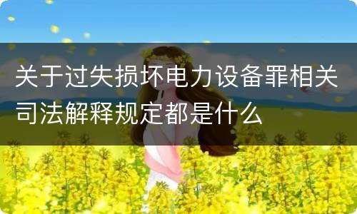 关于过失损坏电力设备罪相关司法解释规定都是什么