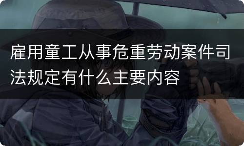 雇用童工从事危重劳动案件司法规定有什么主要内容