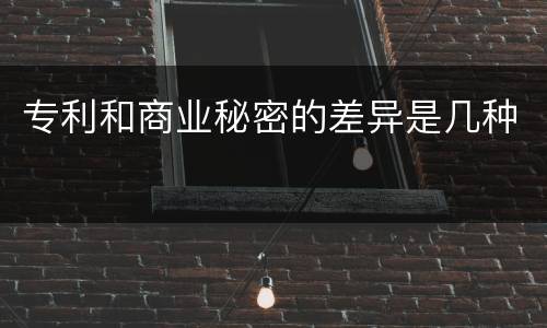 专利和商业秘密的差异是几种