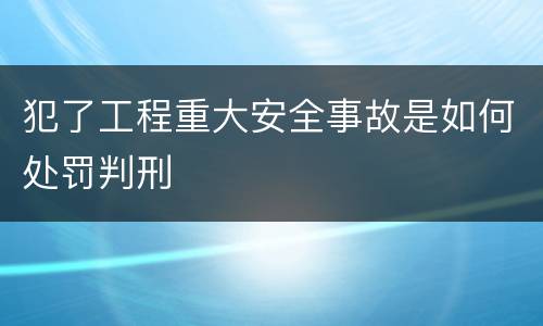 犯了工程重大安全事故是如何处罚判刑