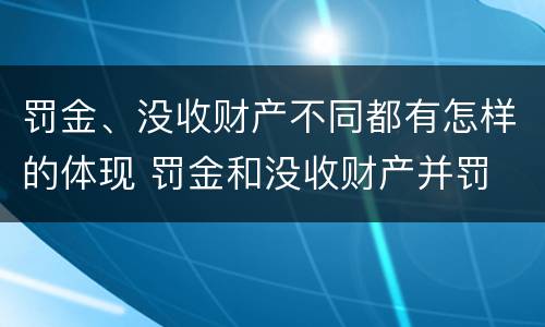 罚金、没收财产不同都有怎样的体现 罚金和没收财产并罚