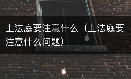 上法庭要注意什么（上法庭要注意什么问题）