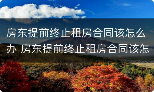 房东提前终止租房合同该怎么办 房东提前终止租房合同该怎么办手续