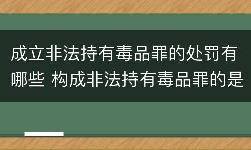 成立非法持有毒品罪的处罚有哪些 构成非法持有毒品罪的是