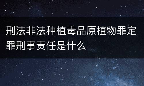 刑法非法种植毒品原植物罪定罪刑事责任是什么