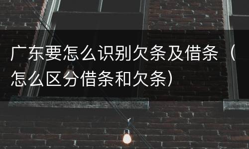 广东要怎么识别欠条及借条（怎么区分借条和欠条）