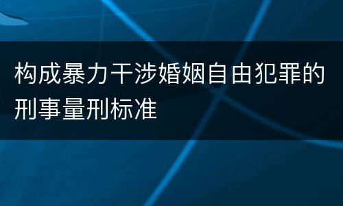 构成暴力干涉婚姻自由犯罪的刑事量刑标准