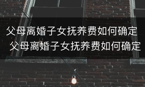 父母离婚子女抚养费如何确定 父母离婚子女抚养费如何确定标准