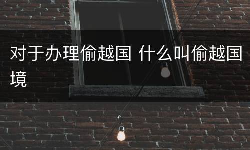 对于办理偷越国 什么叫偷越国境