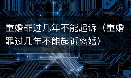 重婚罪过几年不能起诉（重婚罪过几年不能起诉离婚）