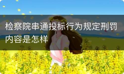检察院串通投标行为规定刑罚内容是怎样