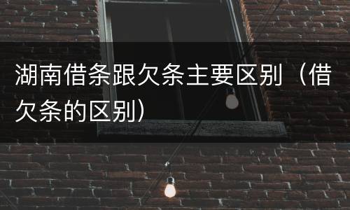 湖南借条跟欠条主要区别（借欠条的区别）