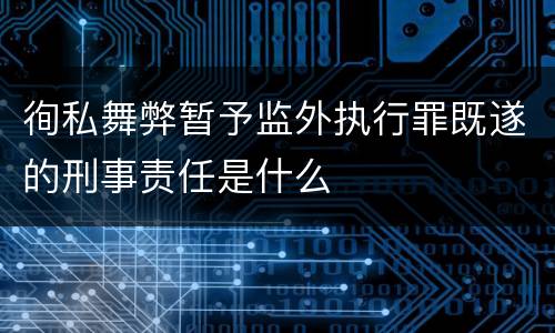 徇私舞弊暂予监外执行罪既遂的刑事责任是什么