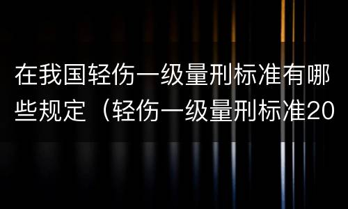 在我国轻伤一级量刑标准有哪些规定（轻伤一级量刑标准2020）