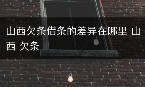 山西欠条借条的差异在哪里 山西 欠条