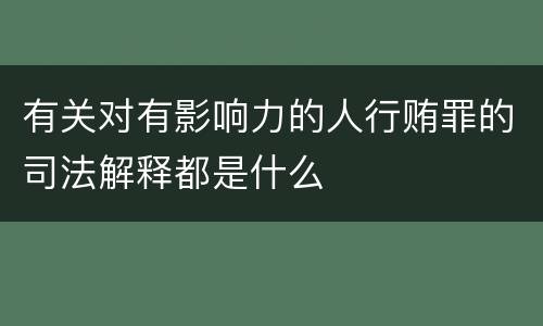 有关对有影响力的人行贿罪的司法解释都是什么