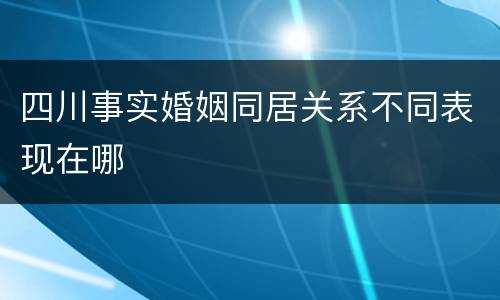 四川事实婚姻同居关系不同表现在哪