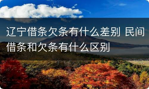 辽宁借条欠条有什么差别 民间借条和欠条有什么区别