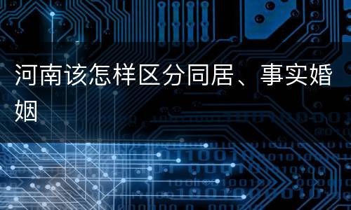 河南该怎样区分同居、事实婚姻