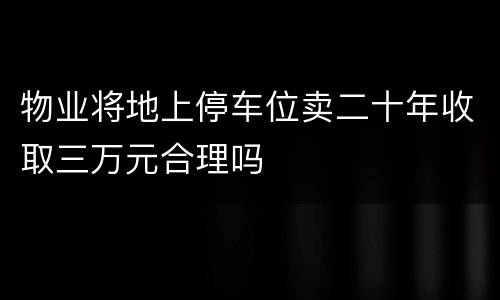 物业将地上停车位卖二十年收取三万元合理吗