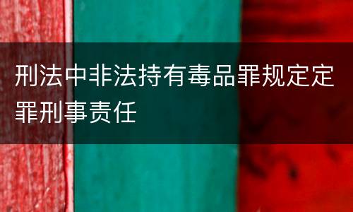 刑法中非法持有毒品罪规定定罪刑事责任
