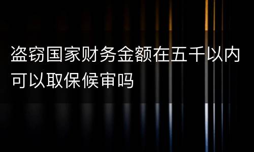 盗窃国家财务金额在五千以内可以取保候审吗