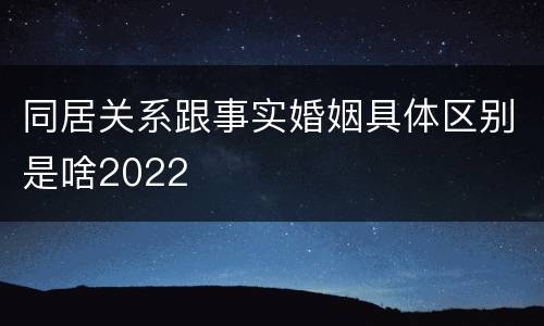 同居关系跟事实婚姻具体区别是啥2022