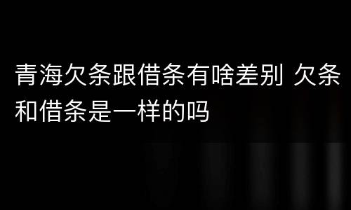 青海欠条跟借条有啥差别 欠条和借条是一样的吗