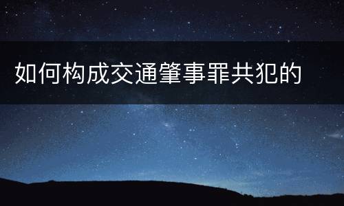 如何构成交通肇事罪共犯的