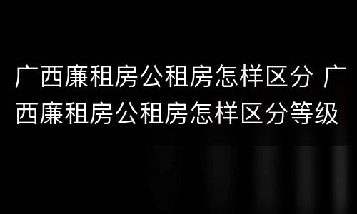 广西廉租房公租房怎样区分 广西廉租房公租房怎样区分等级