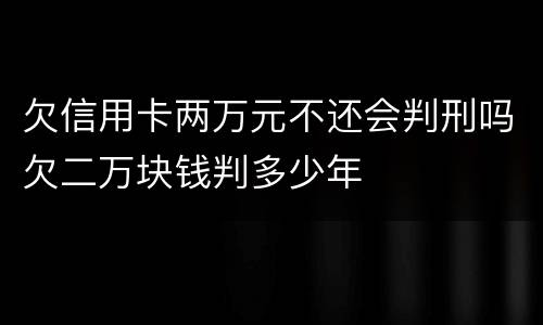 欠信用卡两万元不还会判刑吗欠二万块钱判多少年