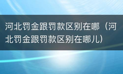 河北罚金跟罚款区别在哪（河北罚金跟罚款区别在哪儿）