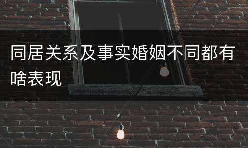 同居关系及事实婚姻不同都有啥表现