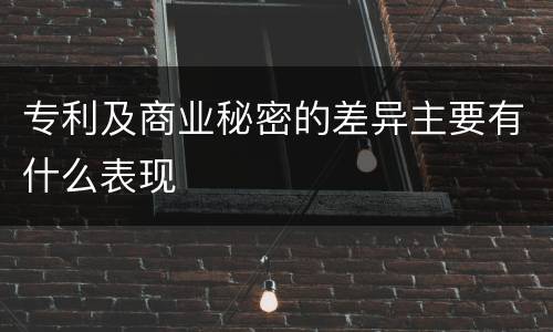 专利及商业秘密的差异主要有什么表现