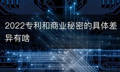 2022专利和商业秘密的具体差异有啥