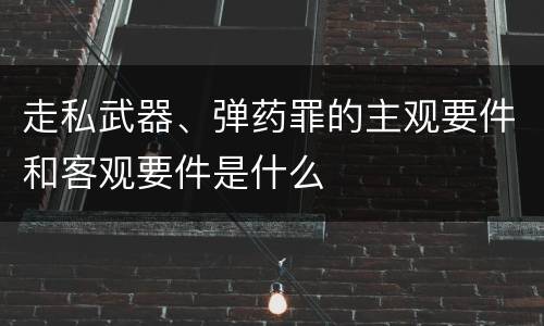 走私武器、弹药罪的主观要件和客观要件是什么