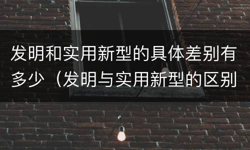 发明和实用新型的具体差别有多少（发明与实用新型的区别有）
