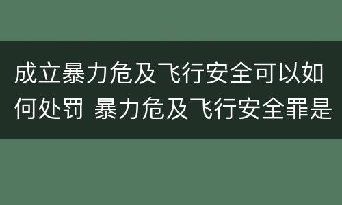 成立暴力危及飞行安全可以如何处罚 暴力危及飞行安全罪是危险犯吗