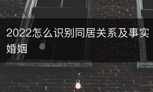 2022怎么识别同居关系及事实婚姻