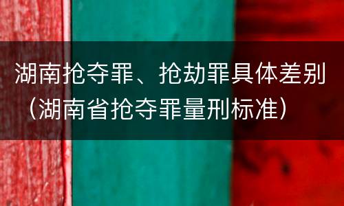 湖南抢夺罪、抢劫罪具体差别（湖南省抢夺罪量刑标准）