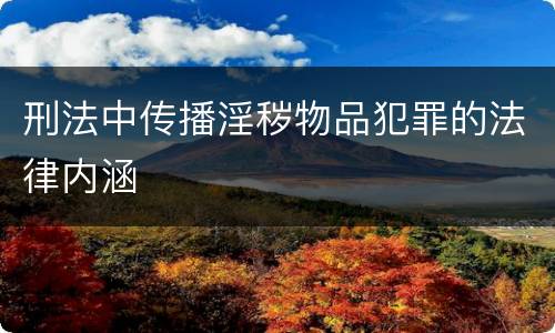 刑法中传播淫秽物品犯罪的法律内涵