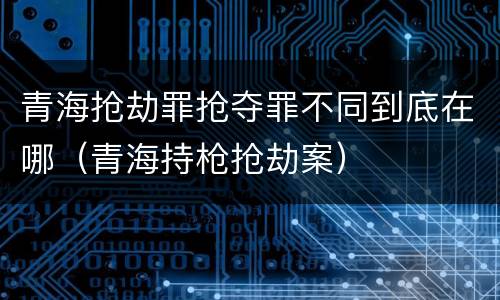 青海抢劫罪抢夺罪不同到底在哪（青海持枪抢劫案）