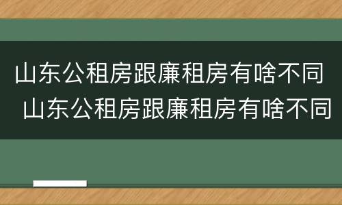山东公租房跟廉租房有啥不同 山东公租房跟廉租房有啥不同嘛
