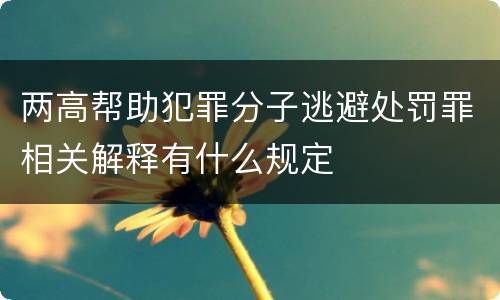 两高帮助犯罪分子逃避处罚罪相关解释有什么规定