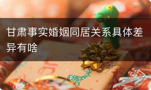 甘肃事实婚姻同居关系具体差异有啥
