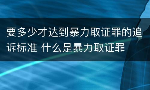 要多少才达到暴力取证罪的追诉标准 什么是暴力取证罪