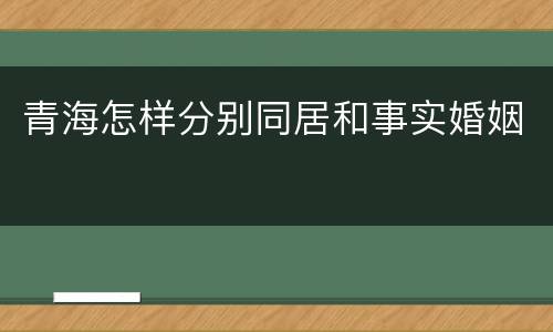 青海怎样分别同居和事实婚姻
