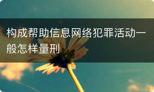 构成帮助信息网络犯罪活动一般怎样量刑