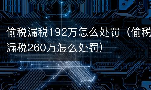 偷税漏税192万怎么处罚（偷税漏税260万怎么处罚）